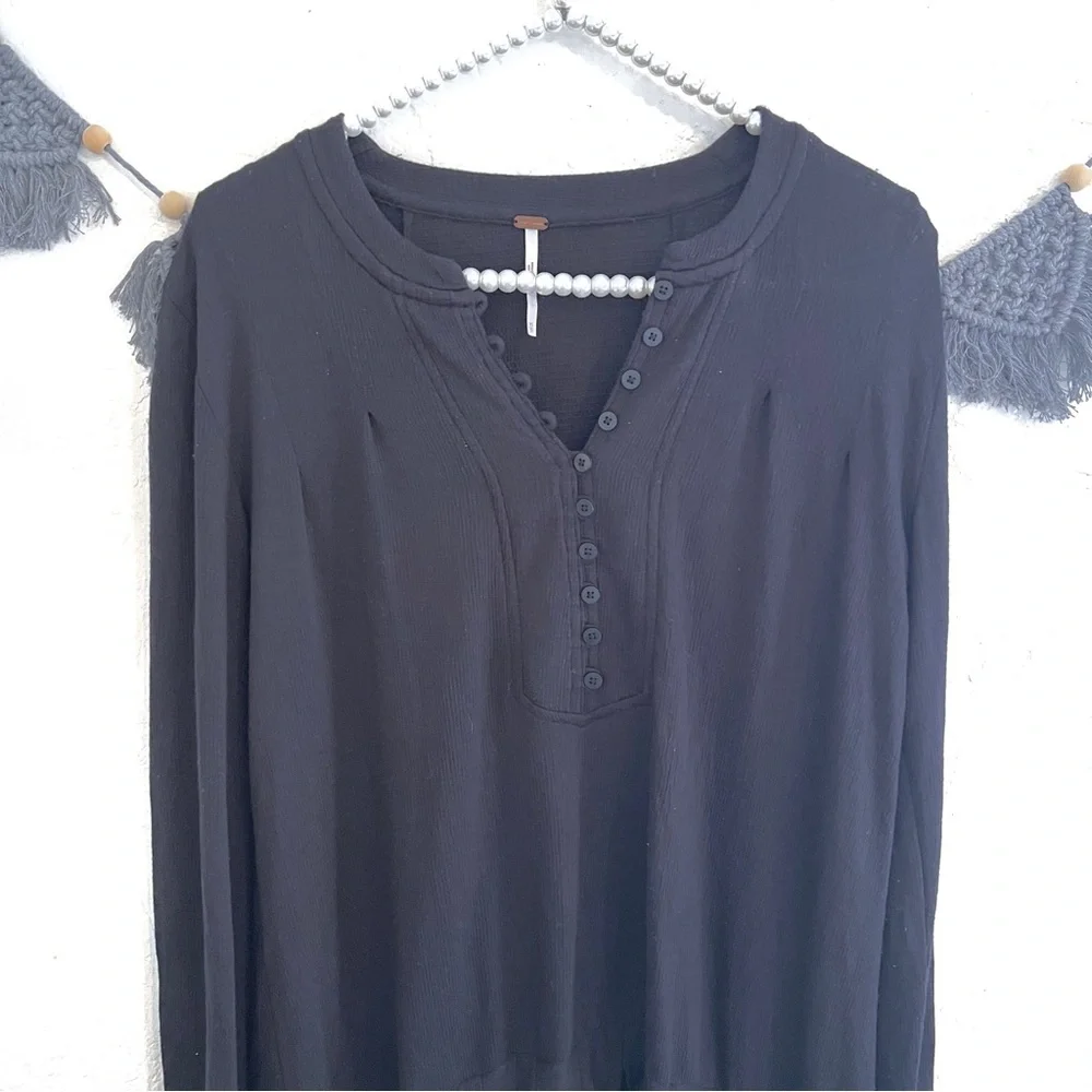 Free People | Your Girl Flounce Hem Knit Henley Tunic Dress - Picture 8 of 13